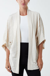 Waffle Texture Jersey Kimono Jacket For Women  - Dropwear